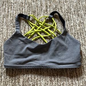 Lululemon Size 6 Free To Be Bra *Wild Tetra Stripe Black Slate Antidote Green